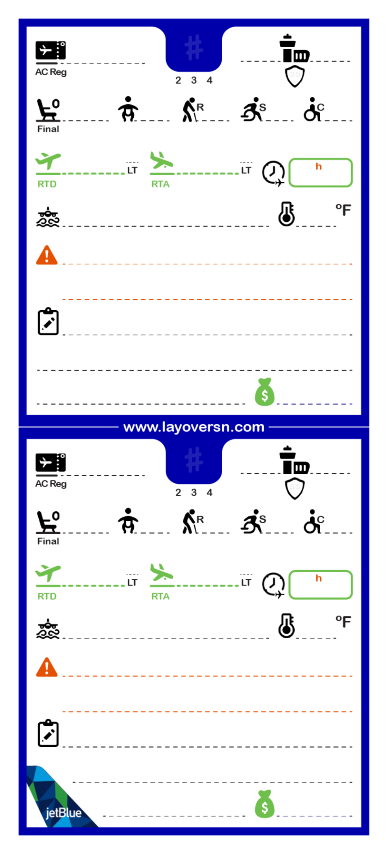 Cabin Crew Flight Notepad (Single-Side) - JetBlue (Pre-Order)