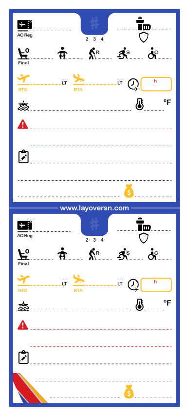 Cabin Crew Flight Notepad (Single-Side) - Southwest Airlines (Pre-Order)